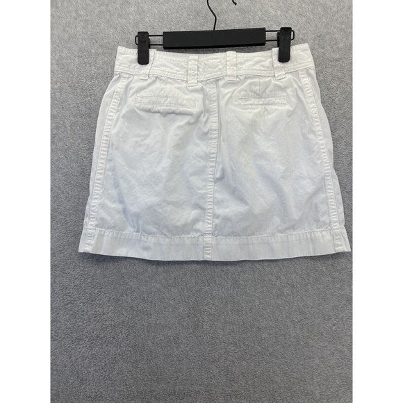 J.Crew Women's Button Front Skirt A Line Solid White 100% Cotton Size 2 Mini - Picture 2 of 8